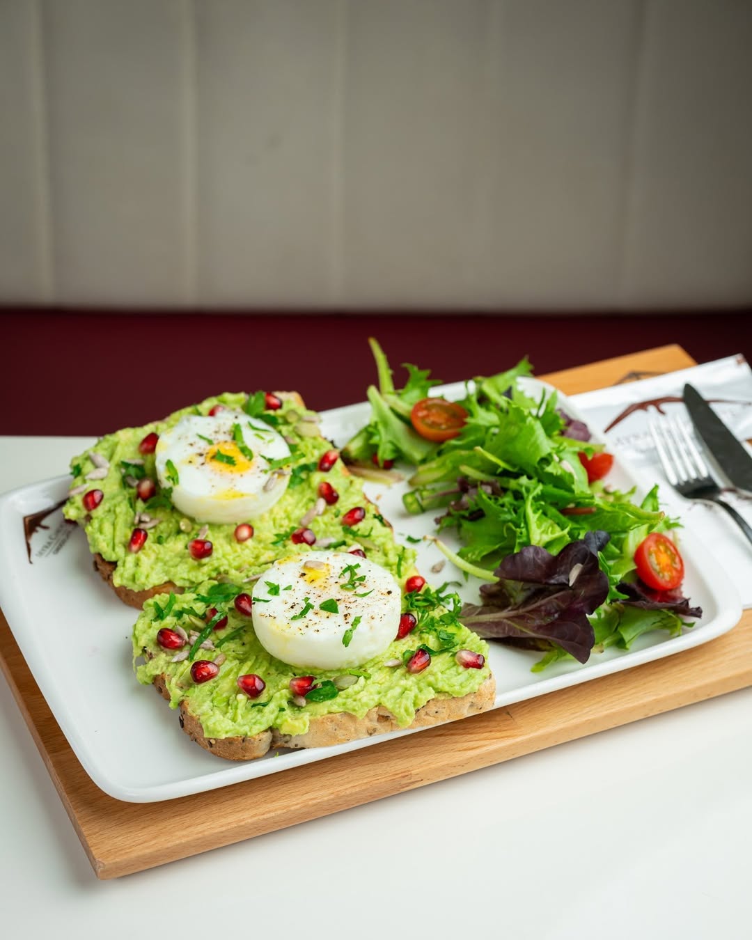 Avocado toast with poached eggs